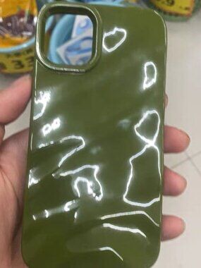 Olive Green Wavy Glossy Silicone Case